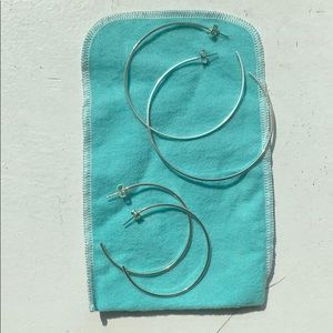 Set of silver hoop earrings